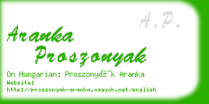 aranka proszonyak business card